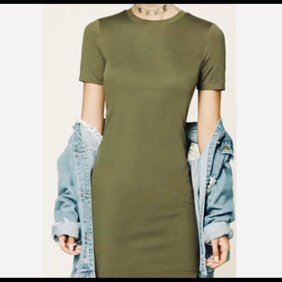 Forever 21 NWOT green ribbed body-con mini dress - Picture 5 of 11